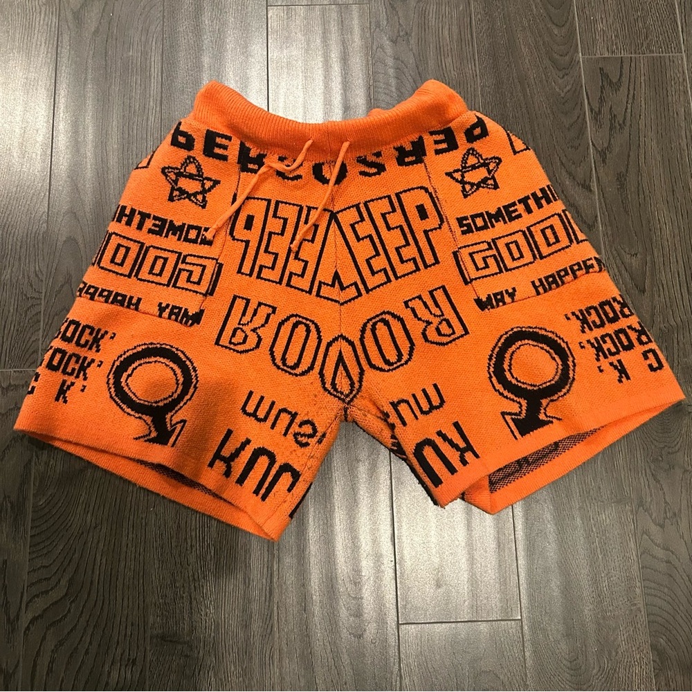 Bold Orange Graphic Athletic Shorts